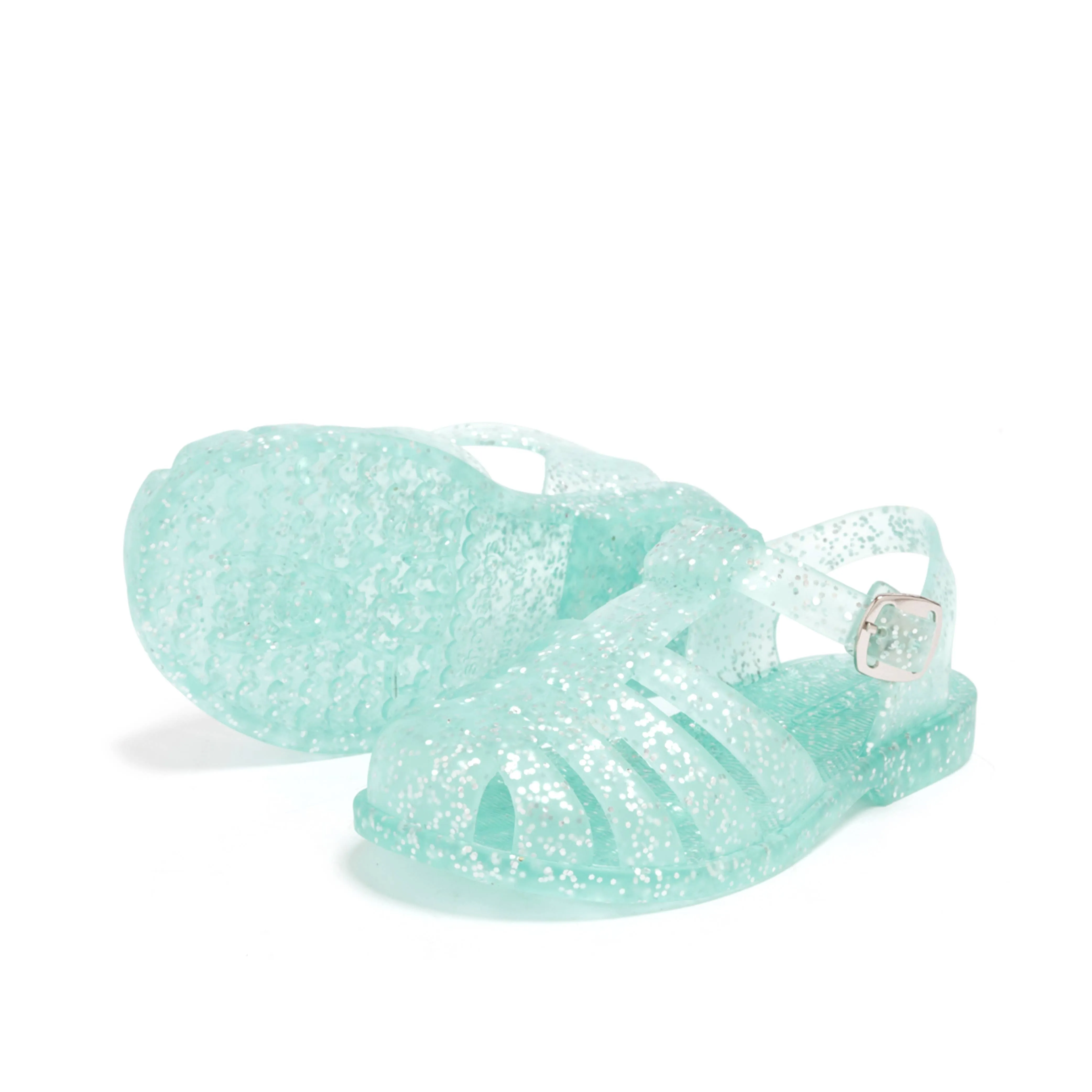 Aqua Glitter Jelly Sandals
