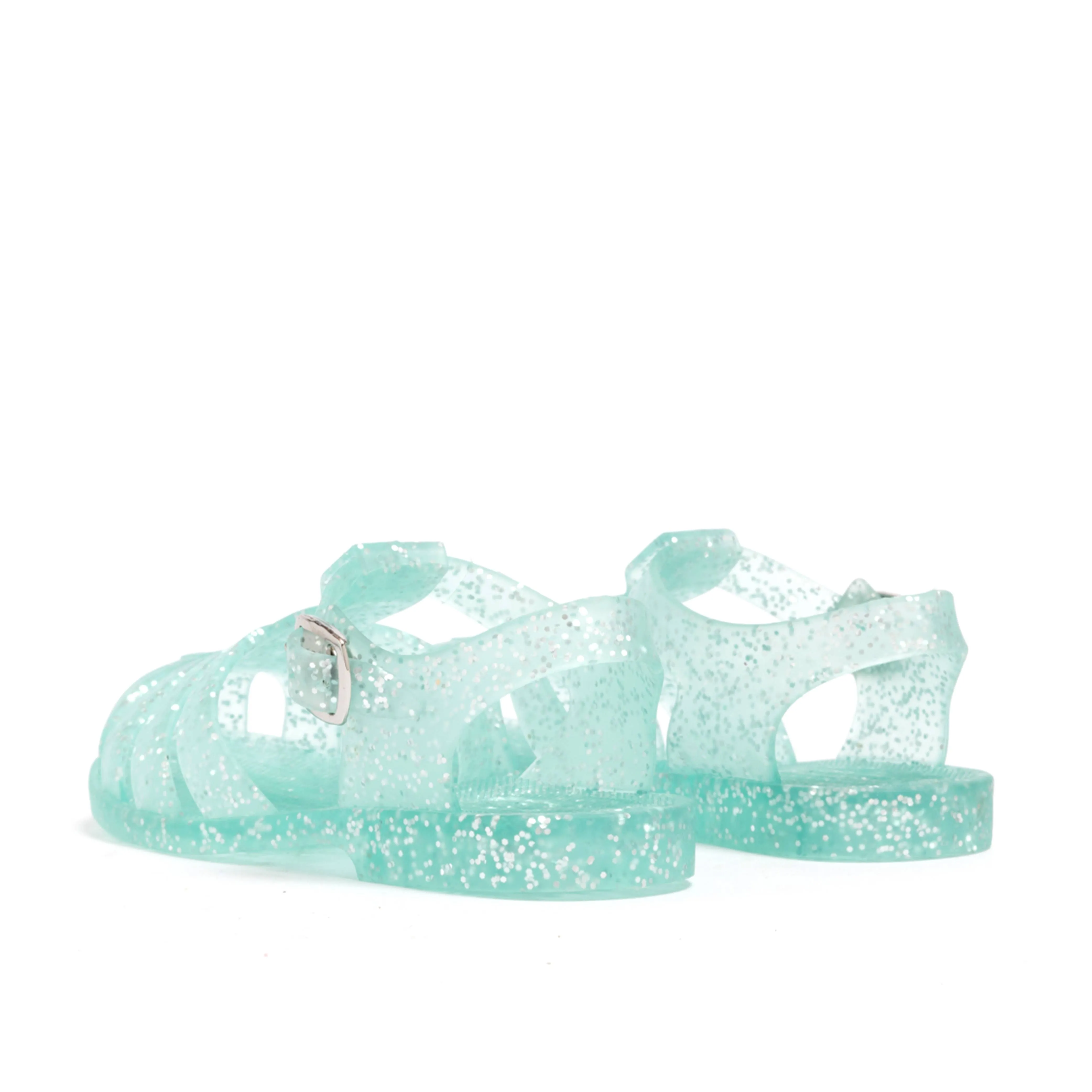 Aqua Glitter Jelly Sandals