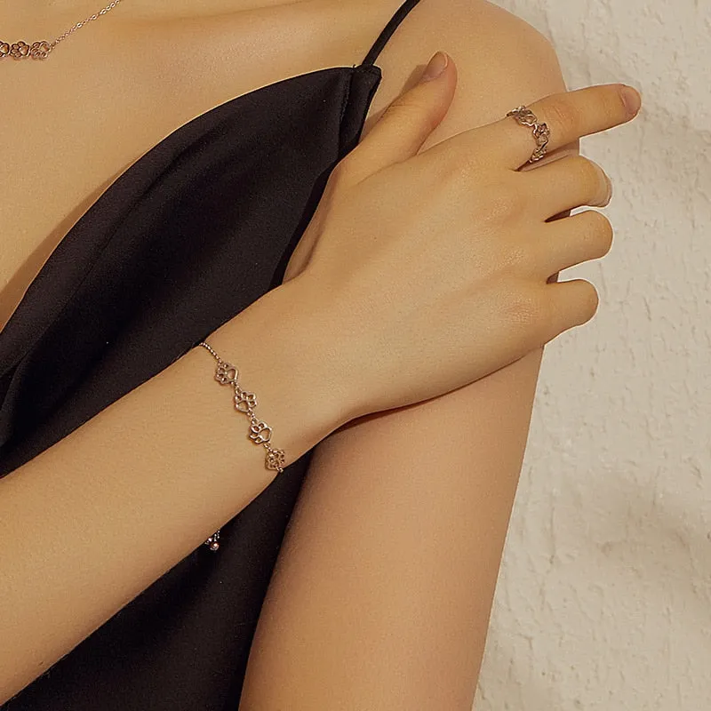 Bamoer Genuine 925 Sterling Silver Cute Pet Footprints Bracelet Cat Paw Adjustable Chain Bracelet for Women Birthday Gift SCB096