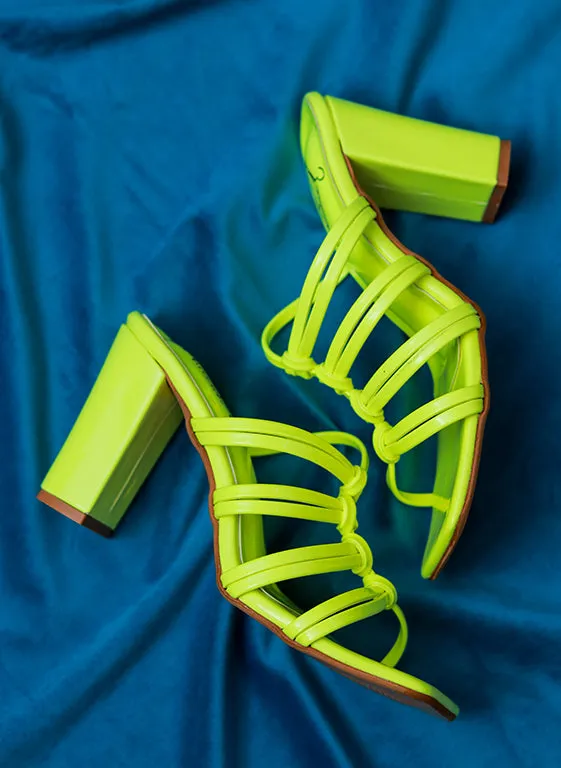 Brauch Neon Green Multistrap Knot heel