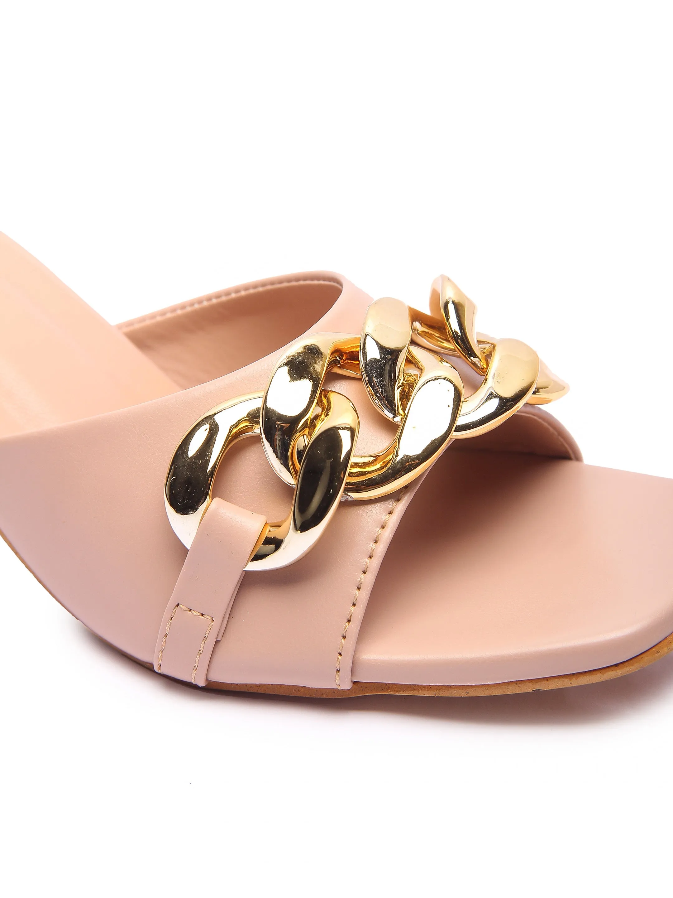 Brauch Women Peach Buckle Block Heel