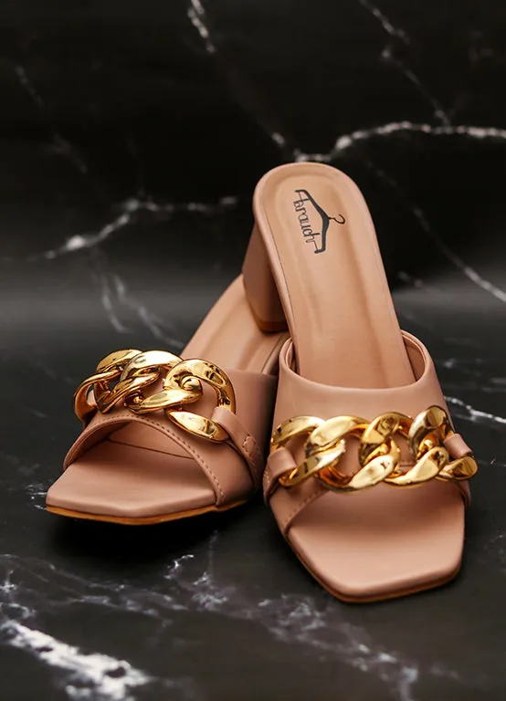 Brauch Women Peach Buckle Block Heel