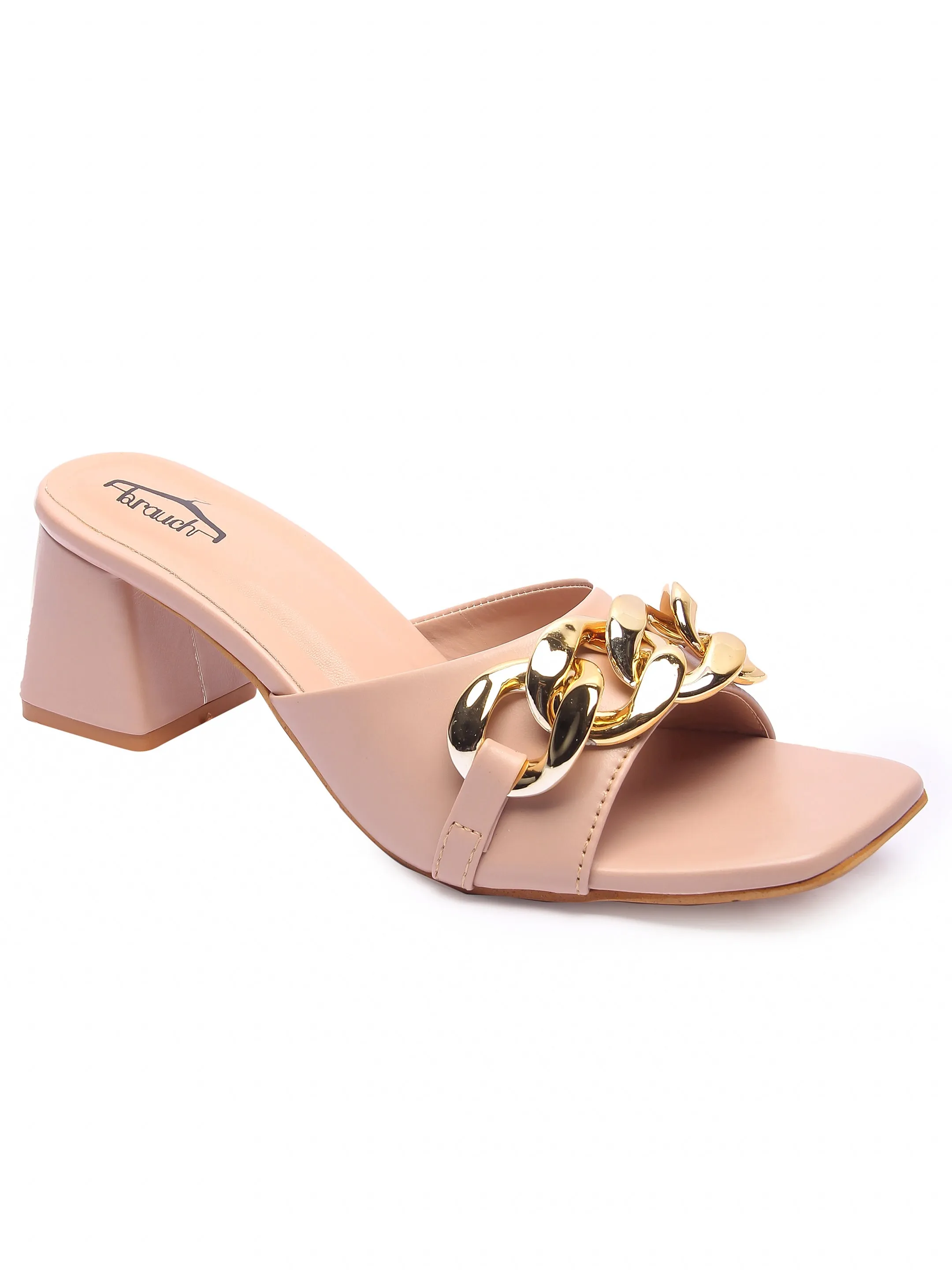 Brauch Women Peach Buckle Block Heel