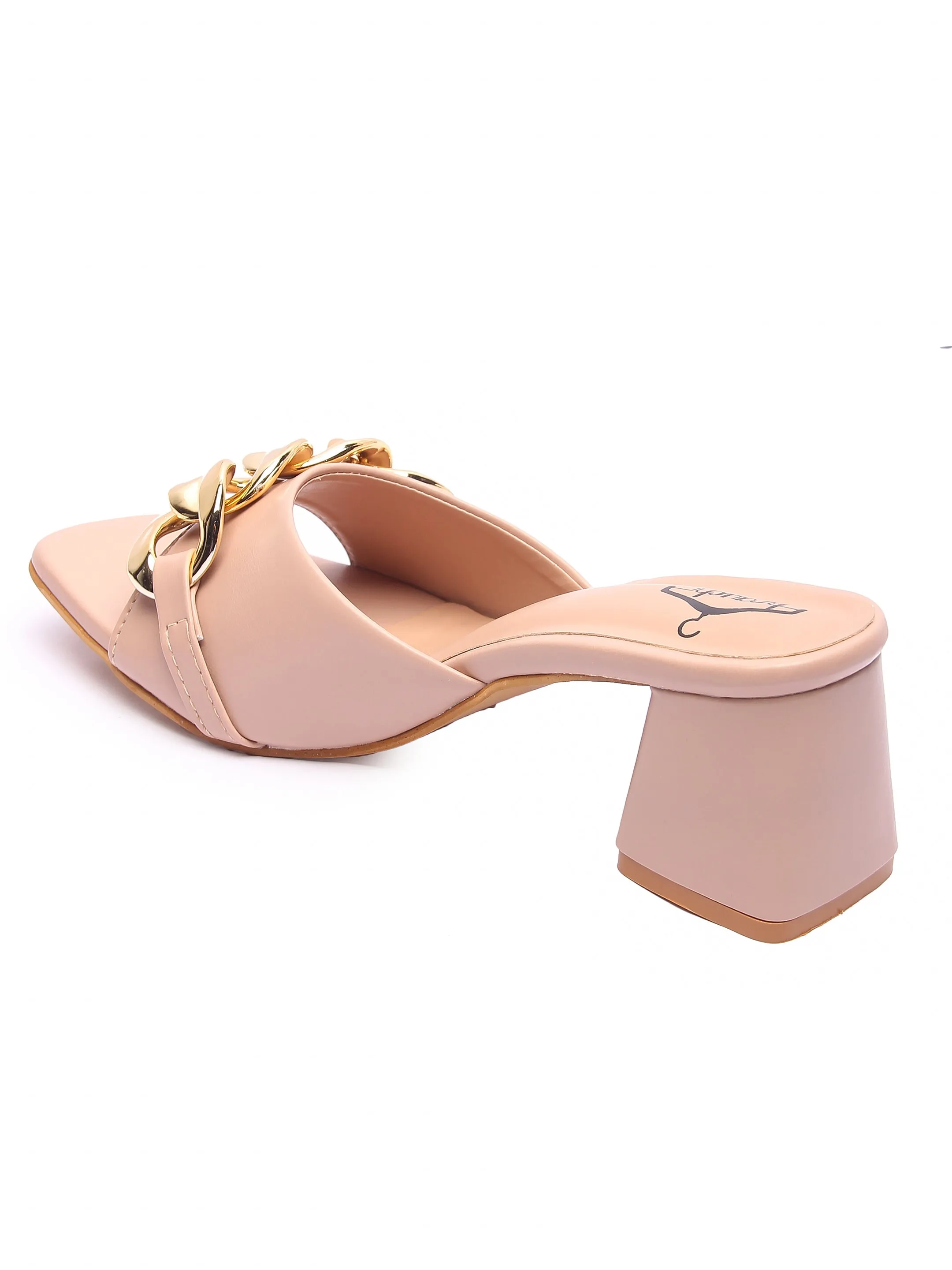 Brauch Women Peach Buckle Block Heel