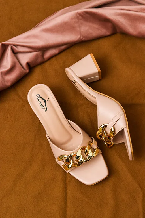 Brauch Women Peach Buckle Block Heel