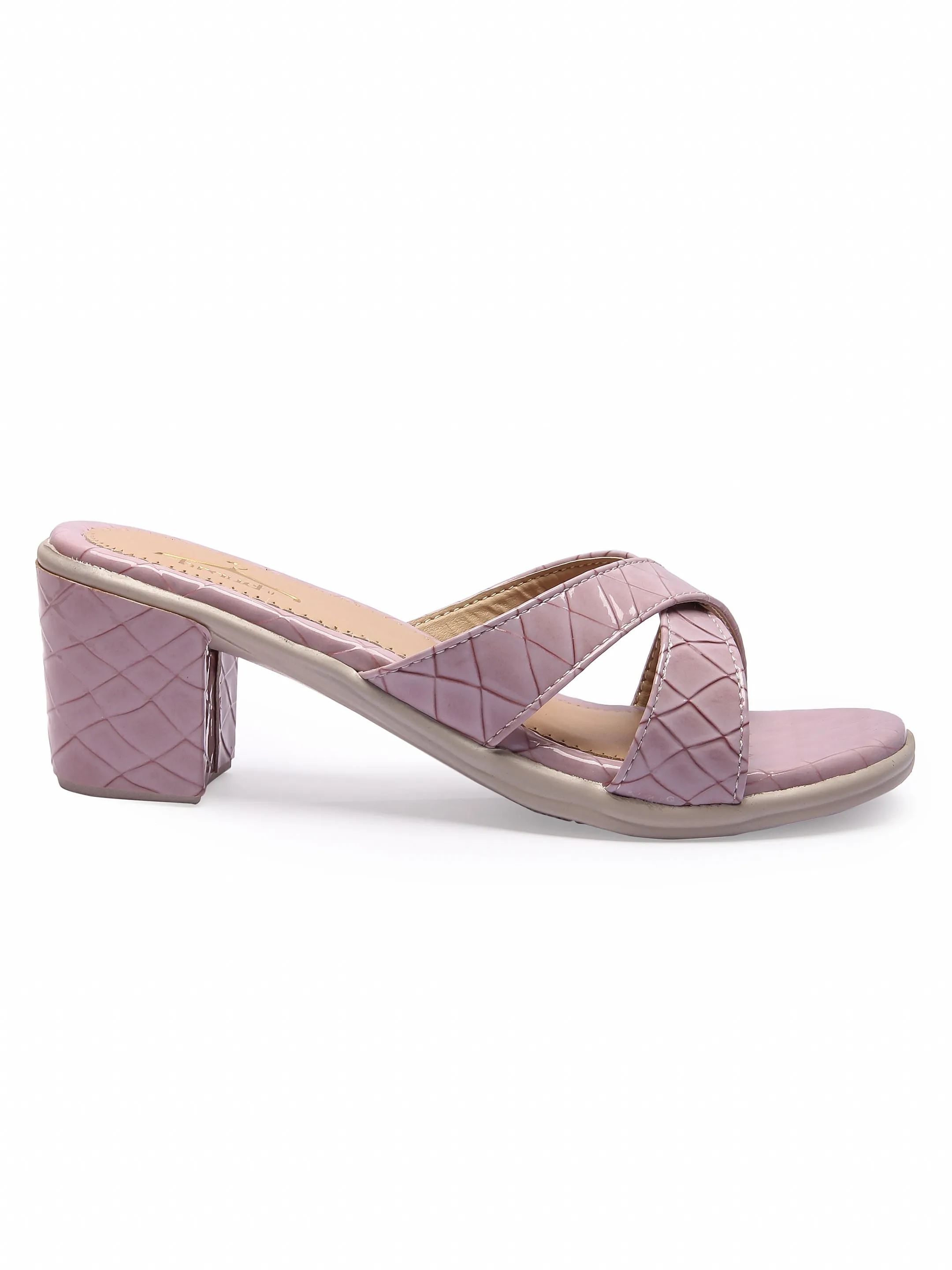 Brauch Women's Lavender Croc Patterned Heels