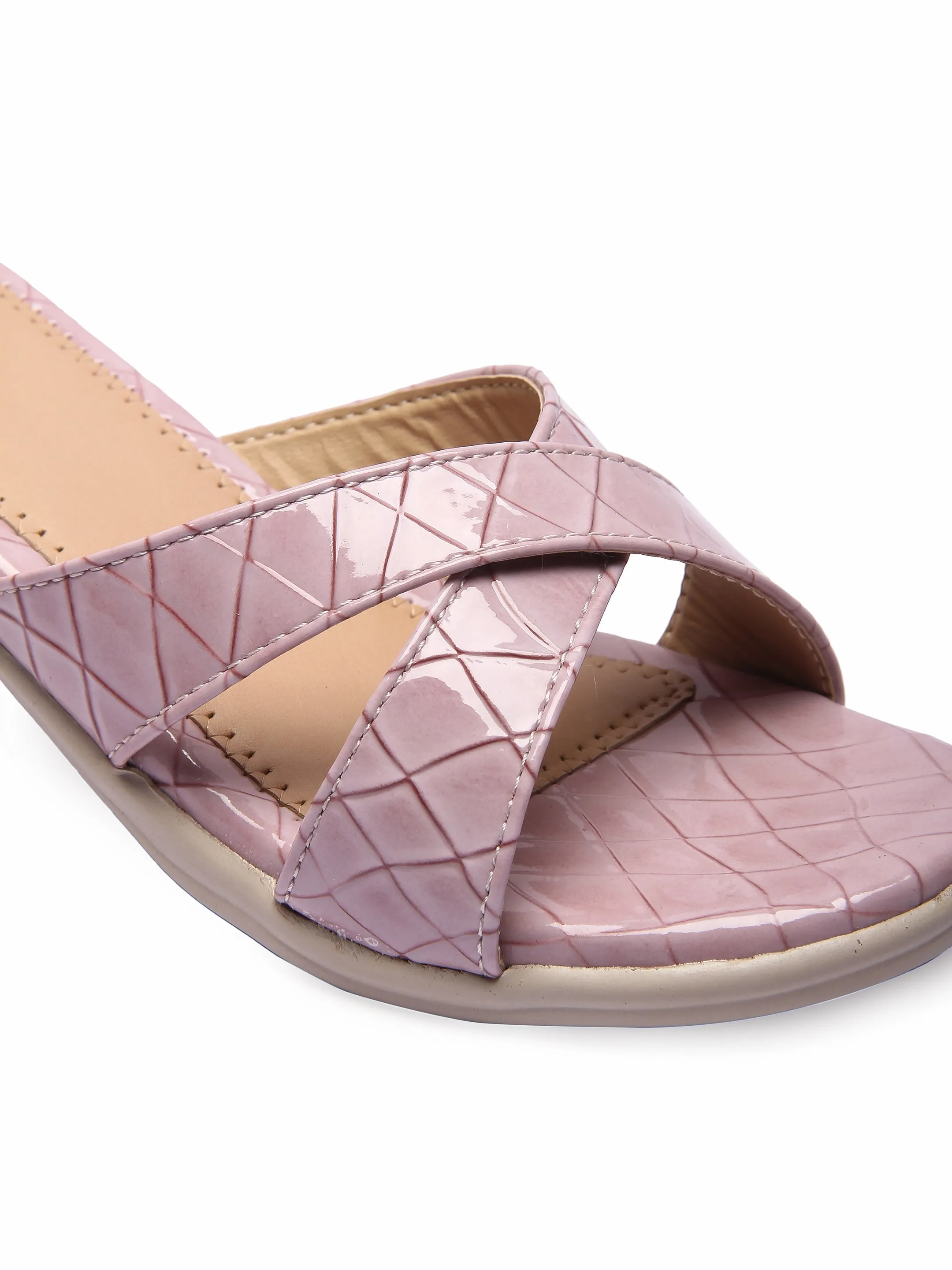 Brauch Women's Lavender Croc Patterned Heels