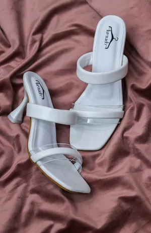 Brauch Women's White Transparent Upper Spool Heel