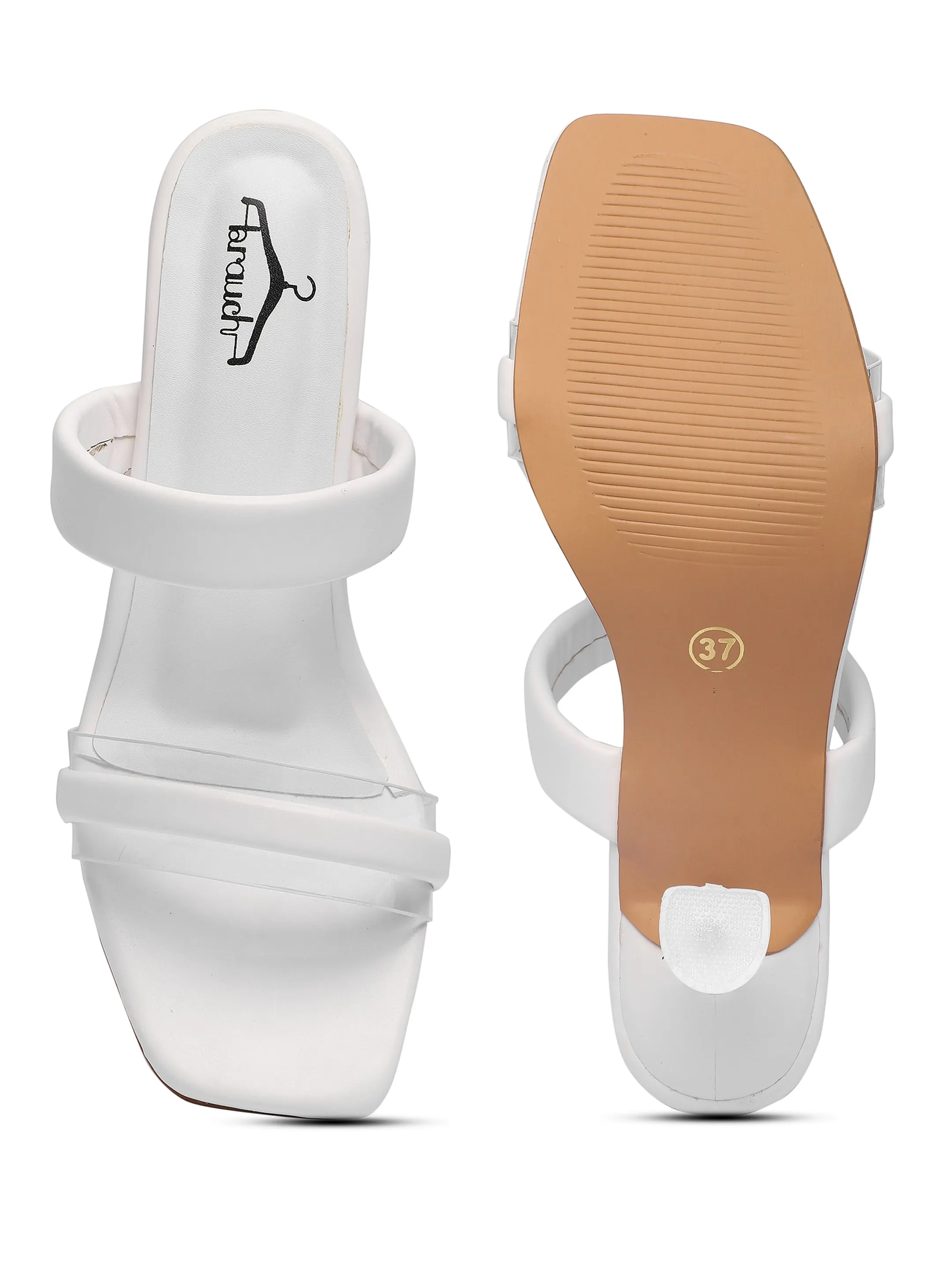 Brauch Women's White Transparent Upper Spool Heel