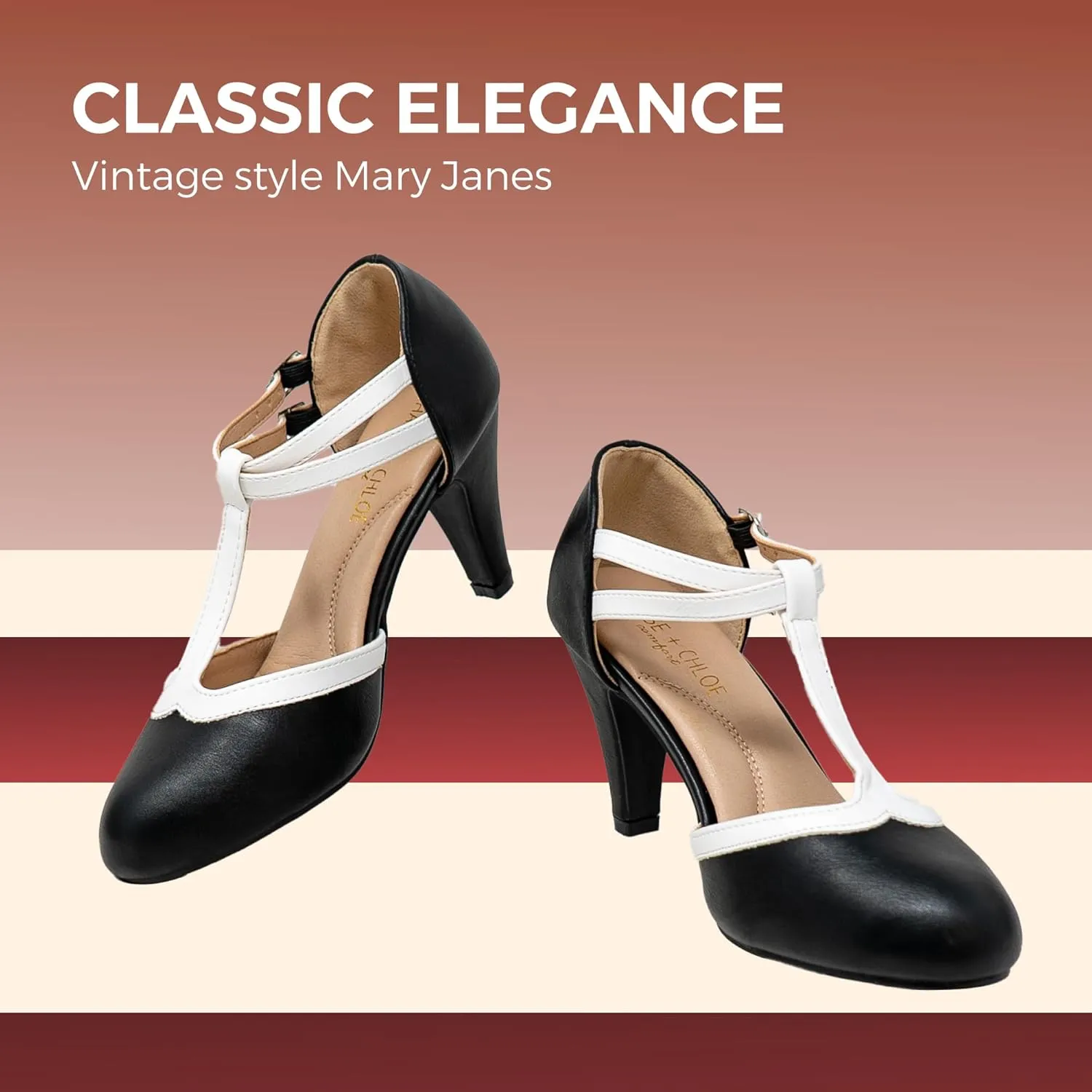 Chase & Chloe Kimmy-58 Women's Mary Jane T-Strap Round Toe Pump