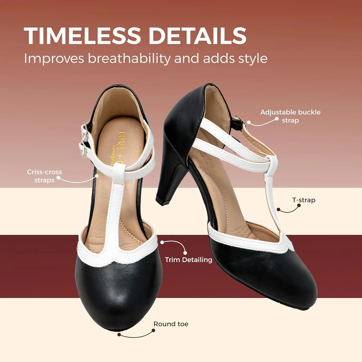 Chase & Chloe Kimmy-58 Women's Mary Jane T-Strap Round Toe Pump