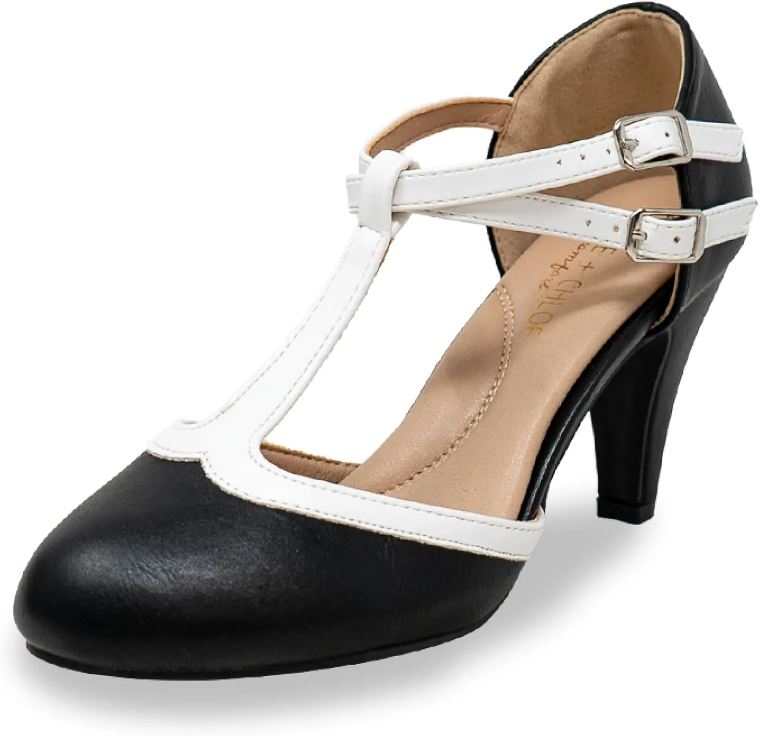 Chase & Chloe Kimmy-58 Women's Mary Jane T-Strap Round Toe Pump