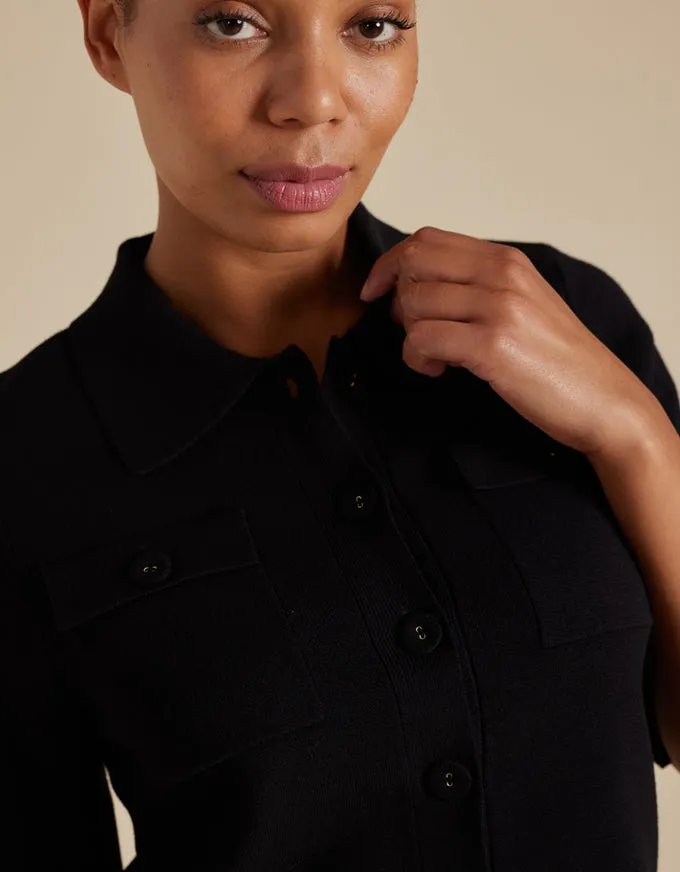 Chelsea Crepe Knit Jacket Black
