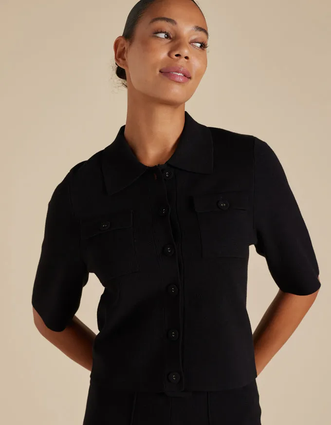 Chelsea Crepe Knit Jacket Black