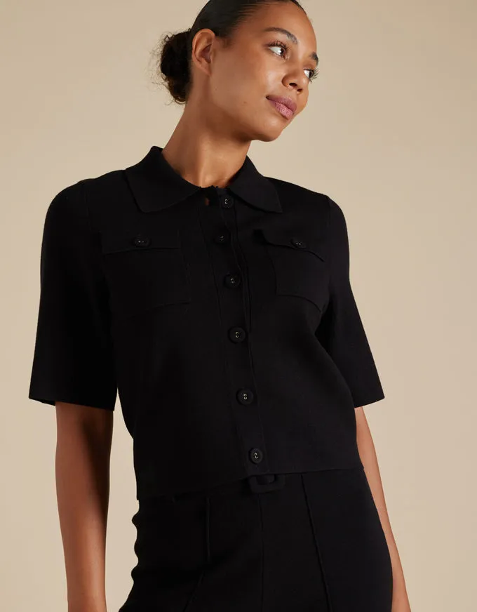Chelsea Crepe Knit Jacket Black