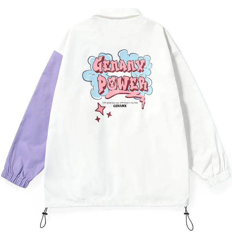 Color Block Graphic Print Unisex Jacket