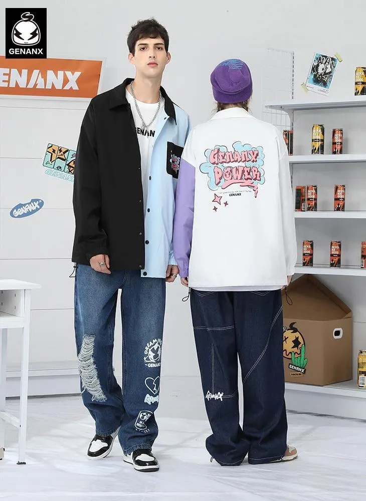 Color Block Graphic Print Unisex Jacket