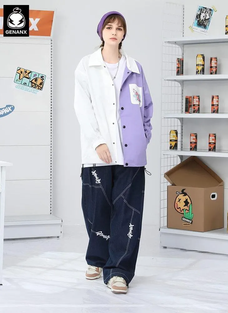 Color Block Graphic Print Unisex Jacket