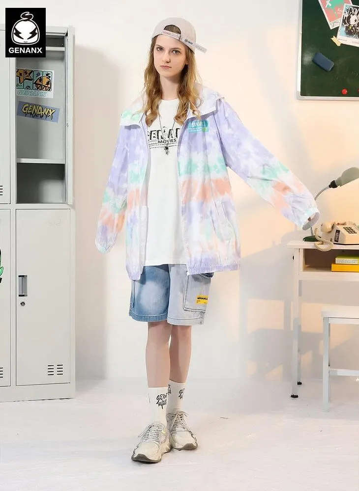 Colorful Graffiti Letters Print Hooded Jacket