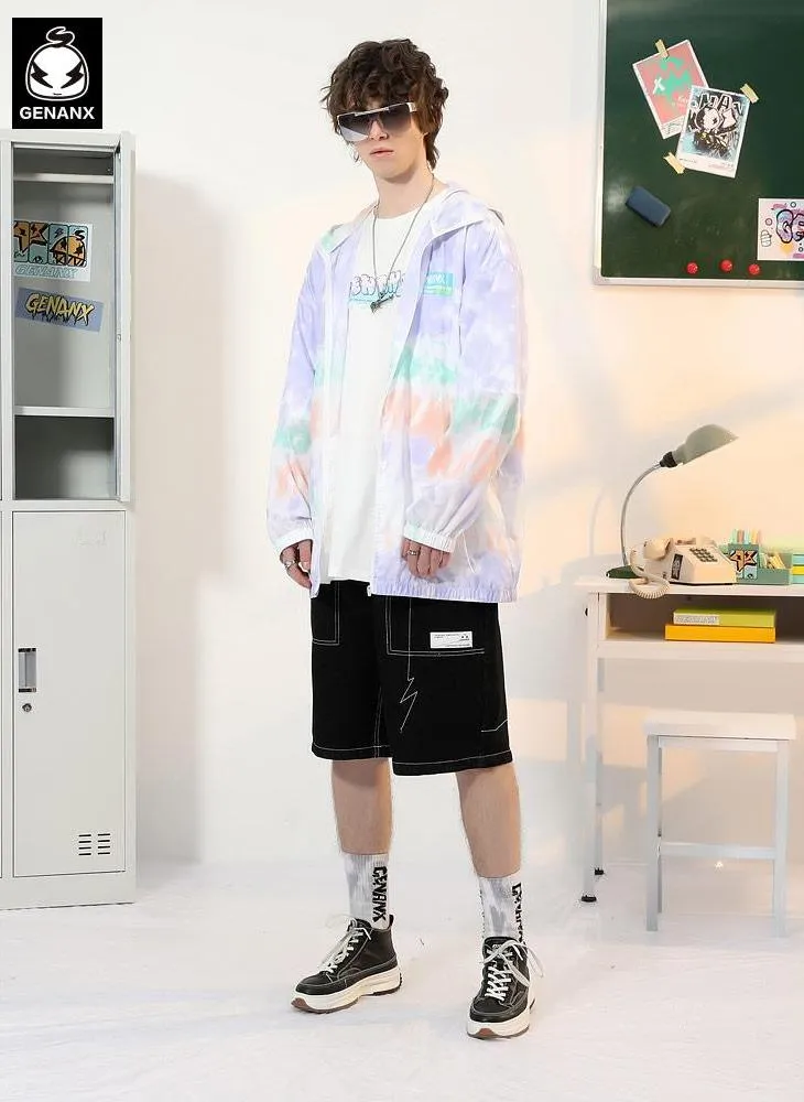 Colorful Graffiti Letters Print Hooded Jacket
