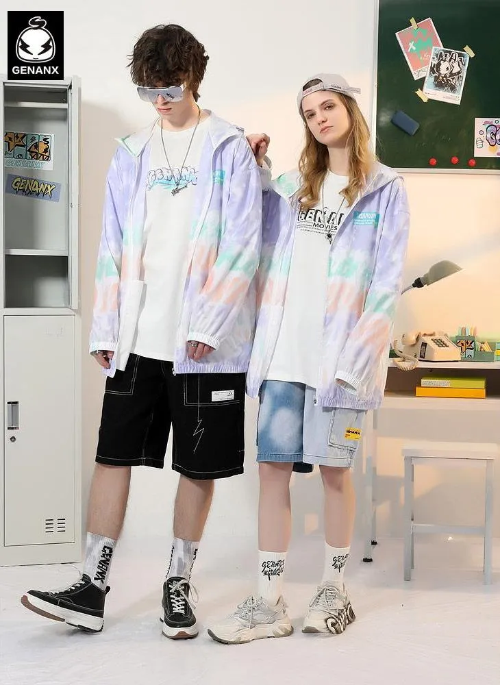Colorful Graffiti Letters Print Hooded Jacket