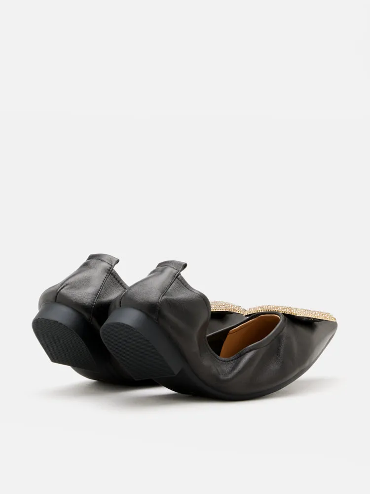 Corene Embellished Buckle Foldable Flats