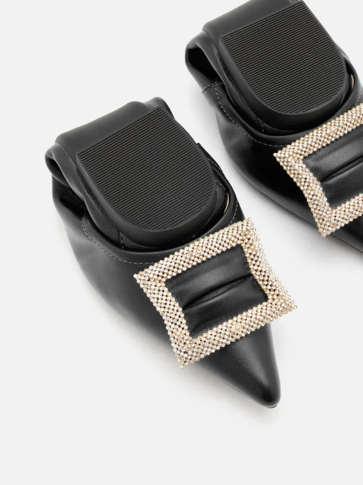 Corene Embellished Buckle Foldable Flats
