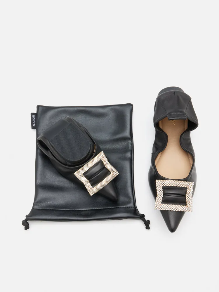 Corene Embellished Buckle Foldable Flats