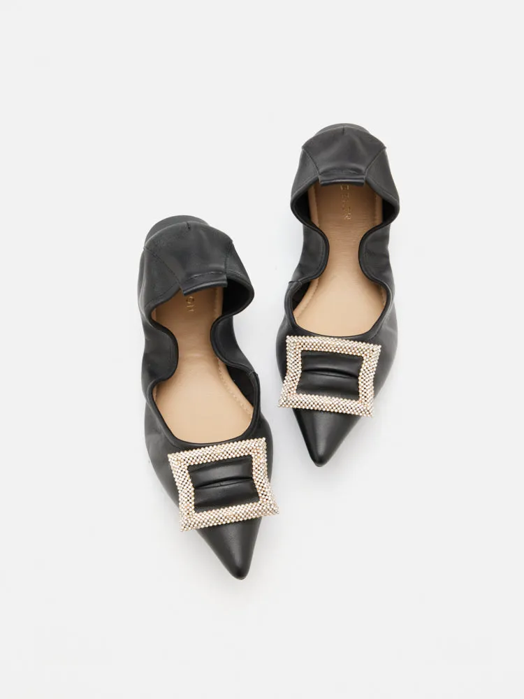 Corene Embellished Buckle Foldable Flats