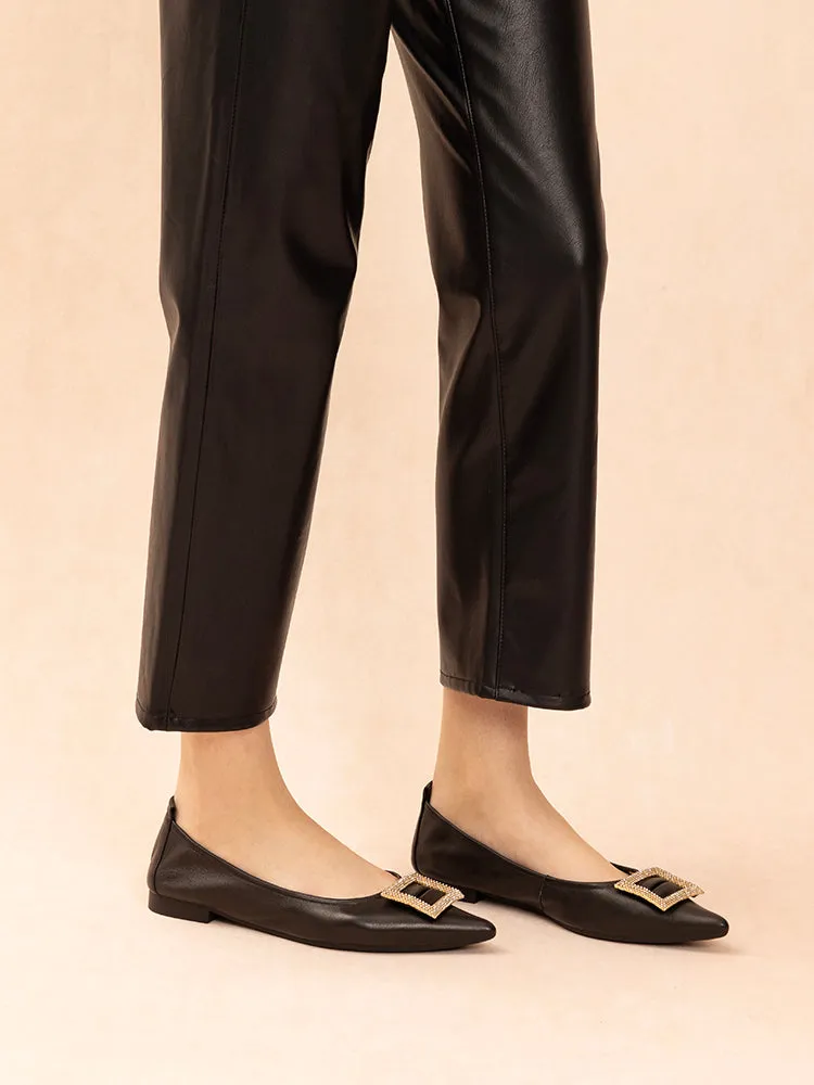 Corene Embellished Buckle Foldable Flats