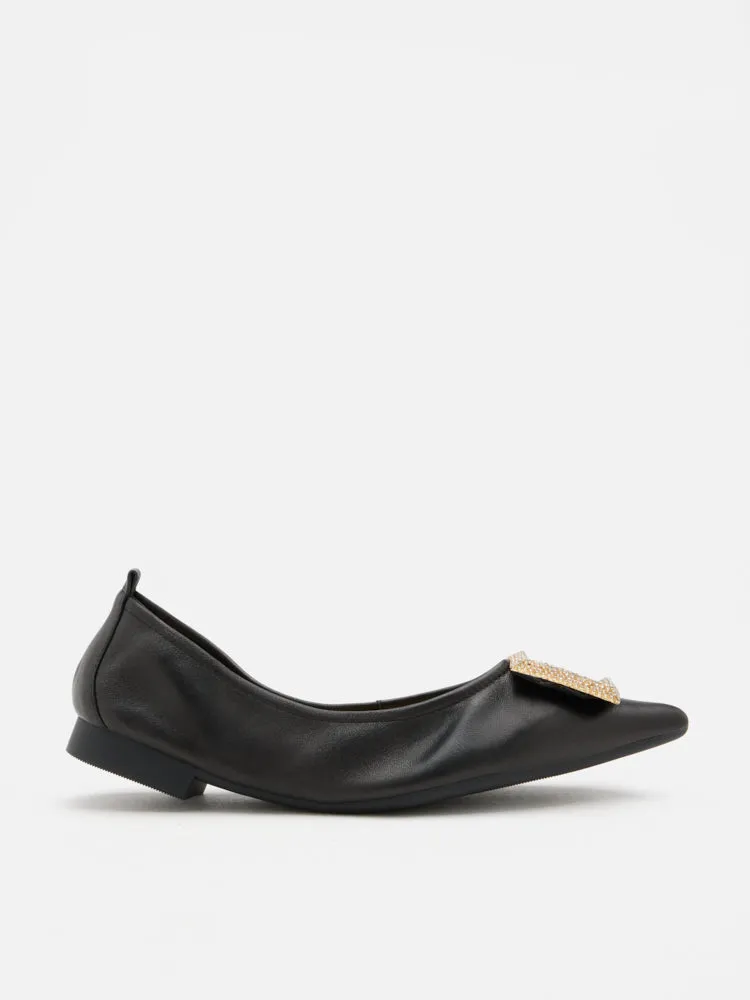 Corene Embellished Buckle Foldable Flats