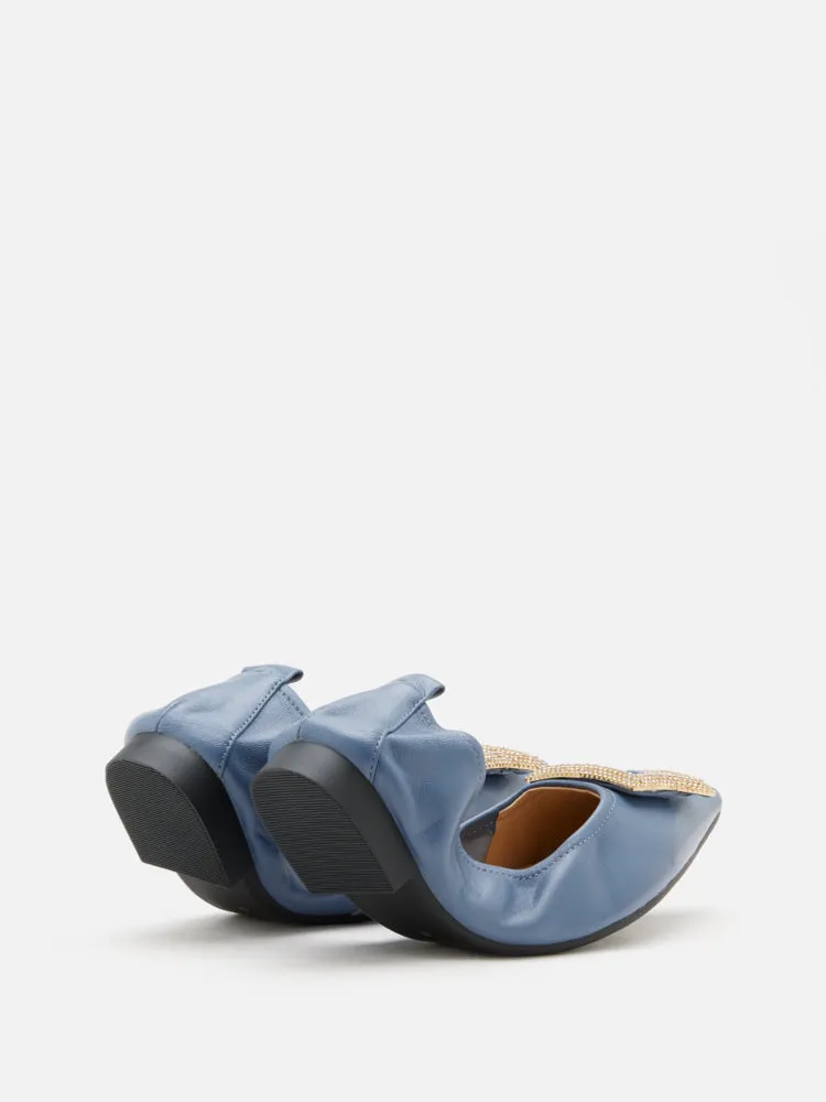 Corene Embellished Buckle Foldable Flats