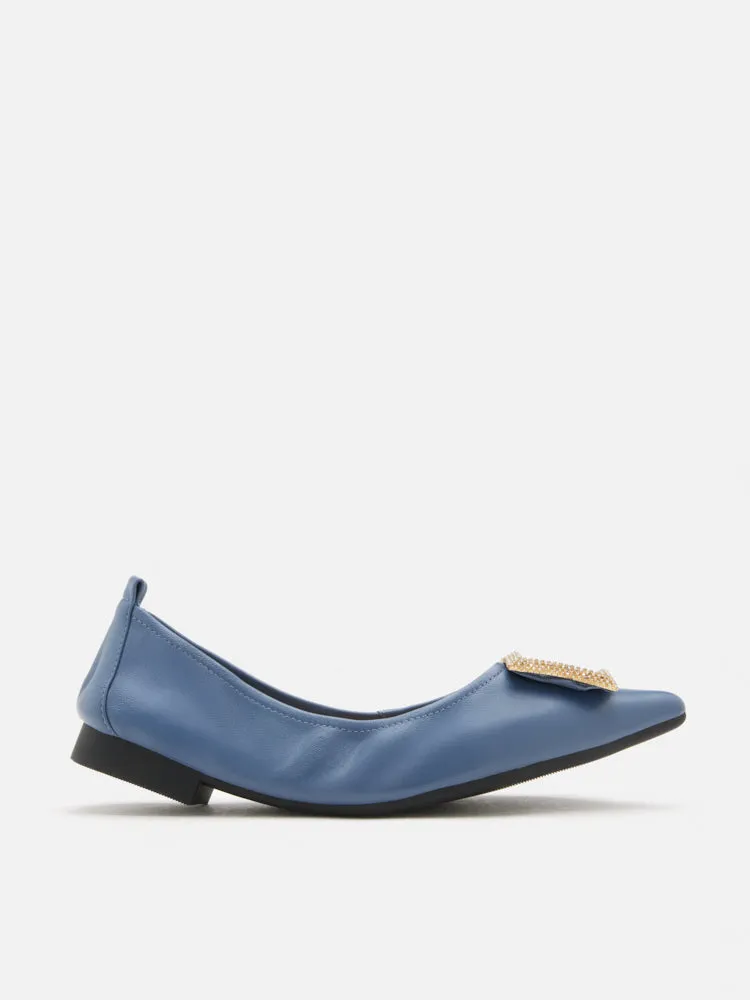 Corene Embellished Buckle Foldable Flats