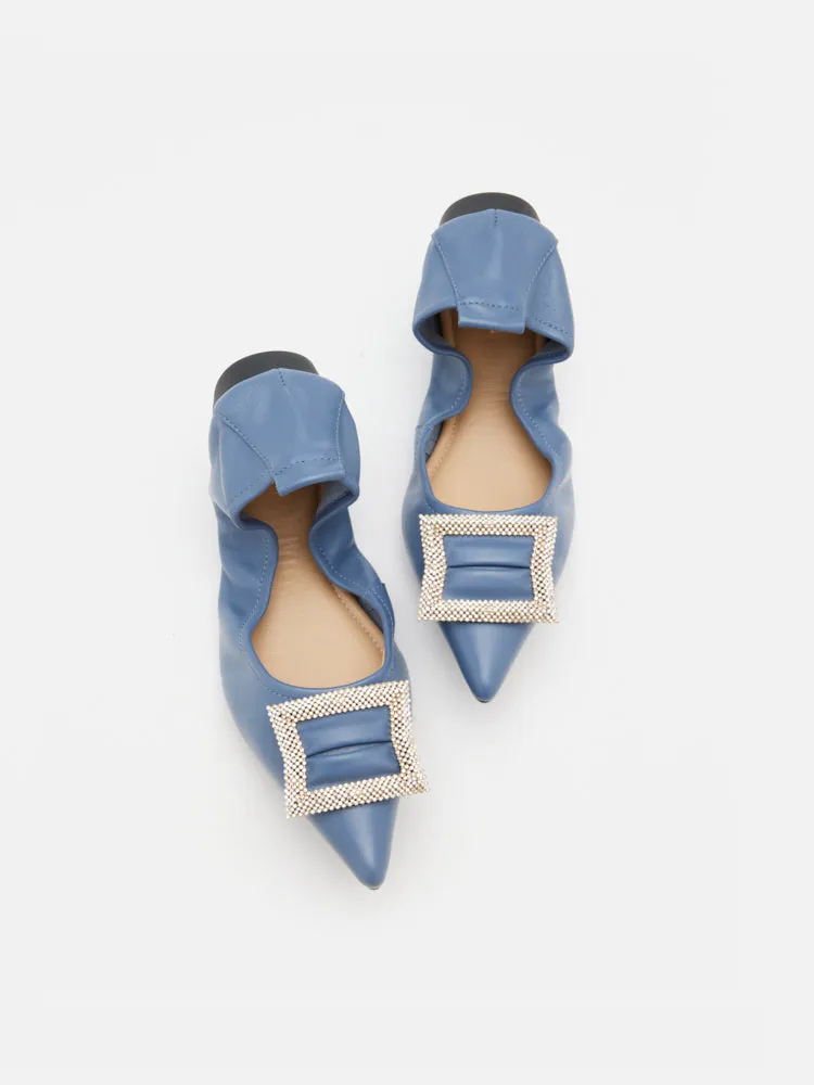 Corene Embellished Buckle Foldable Flats