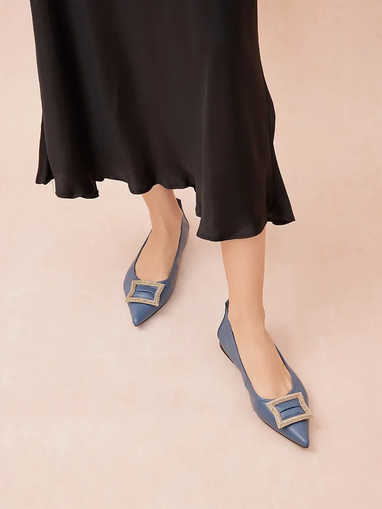 Corene Embellished Buckle Foldable Flats