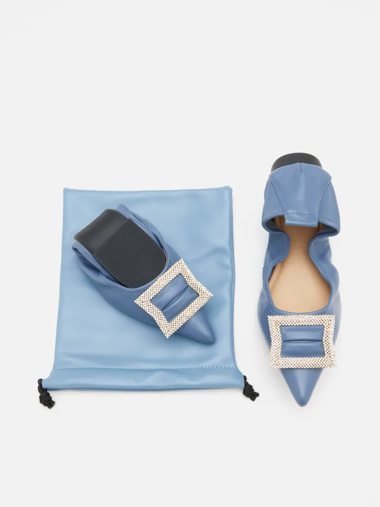 Corene Embellished Buckle Foldable Flats