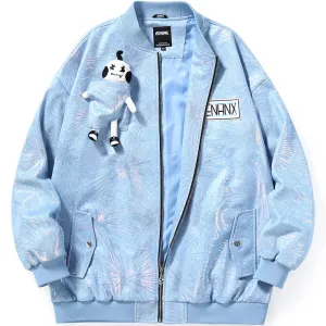 Detachable Doll Light Blue Foil Print Patch Jacket