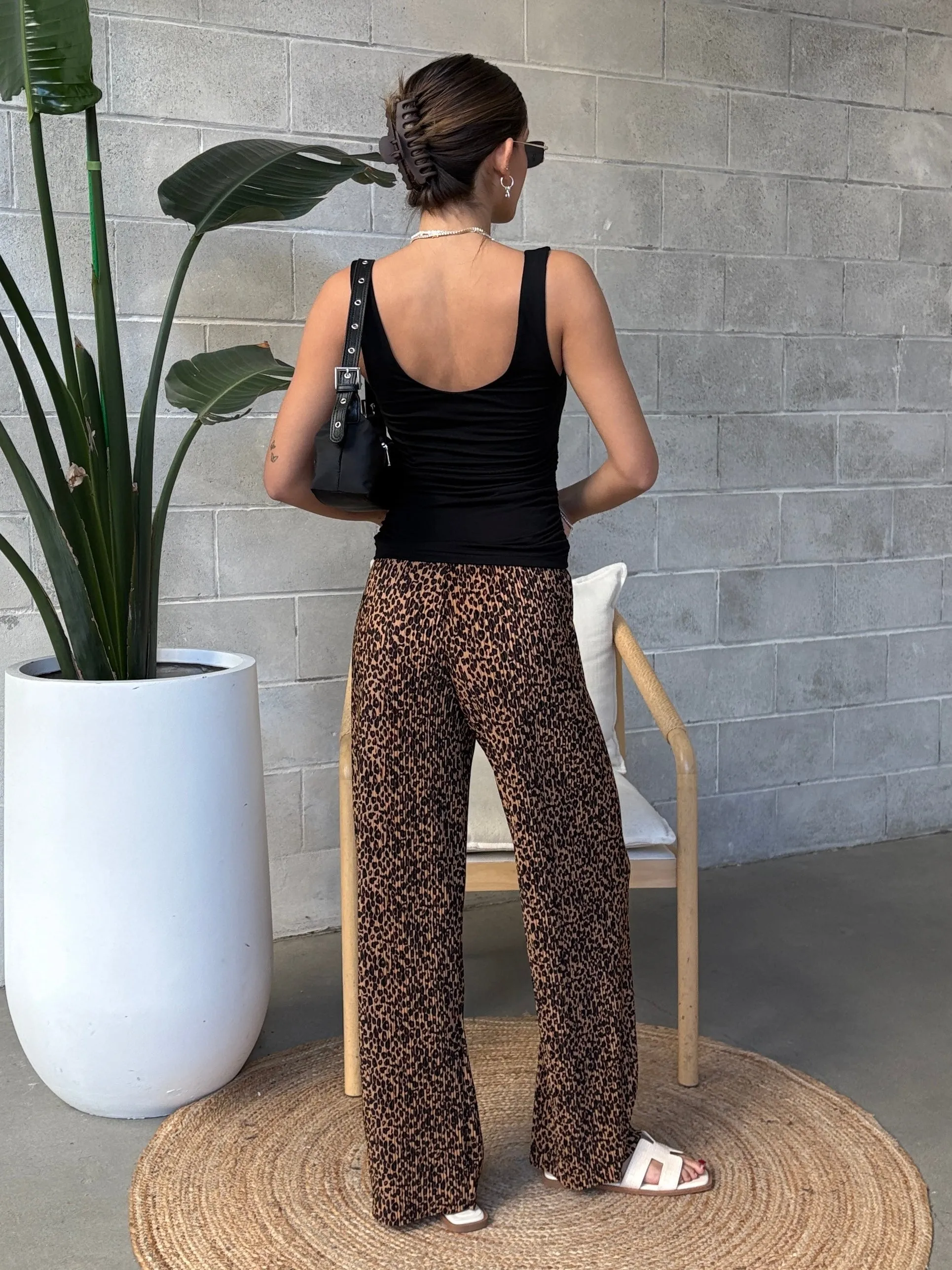 DEX Leopard Pleated Wide Leg Pant