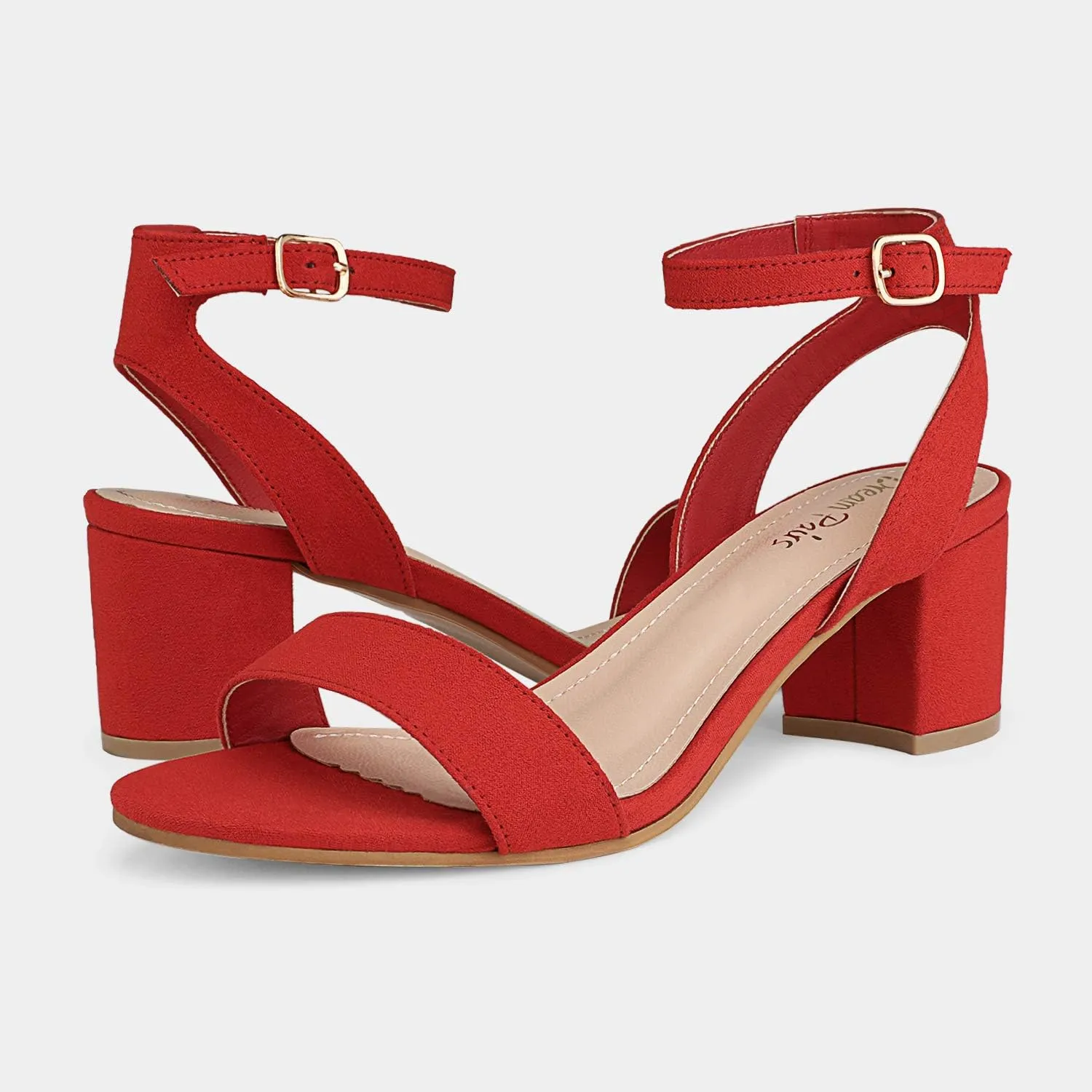 DREAM PAIRS Women's Open Toe Ankle Strap Low Block Chunky Heels Sandals Party Dress Pumps Shoes