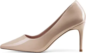 Elisabet Tang 3 in Classic Pointy Pull on Heeled Wedding Pumps - Comfortable Stiletto Closed Toe Dress Heels for Prom Work