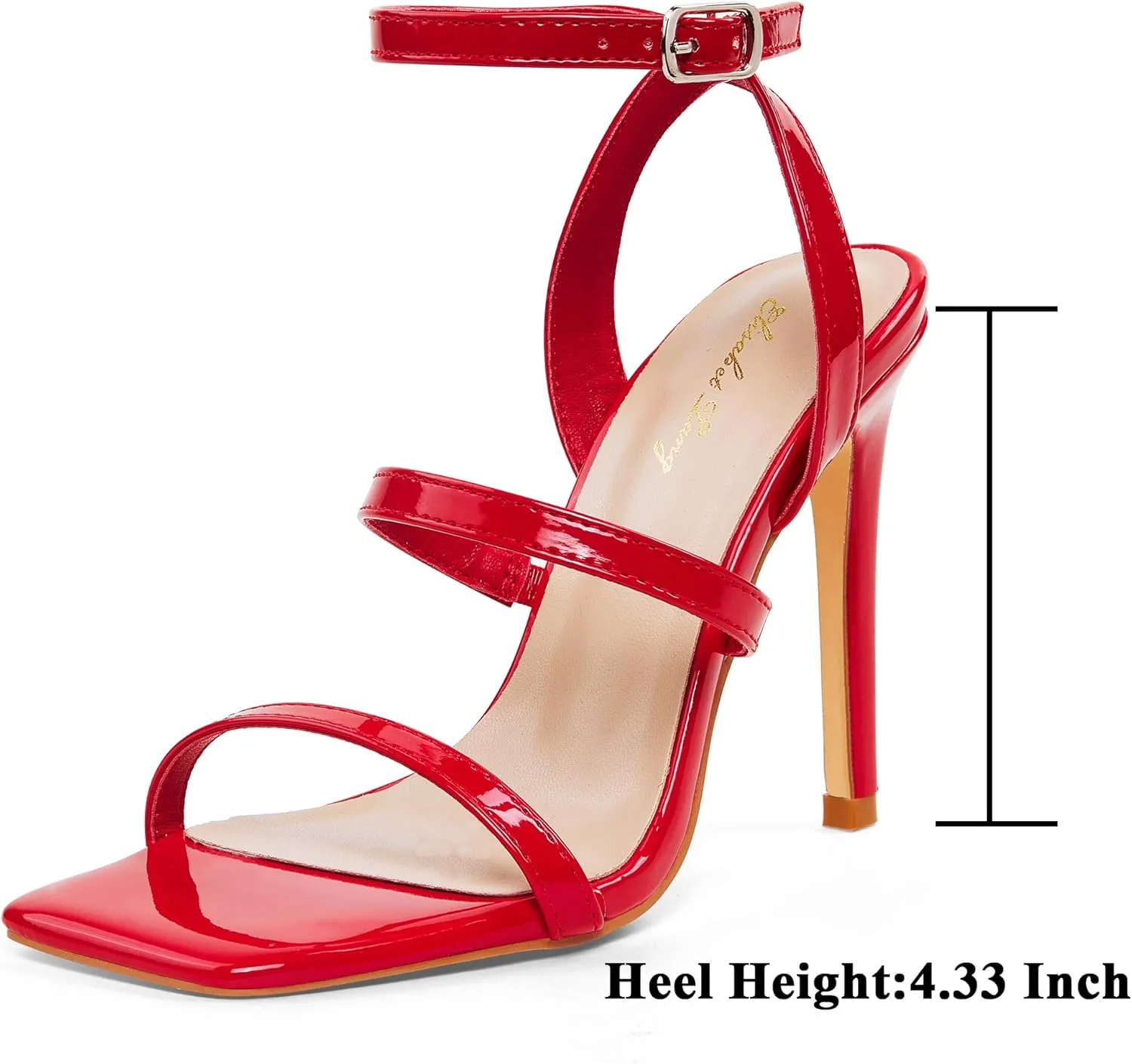 Elisabet Tang Elegant Black High Heeled Sandals for Women  Adjustable Straps, Square Toe, Stiletto Pumps for Party, Evening, and Formal Occasions