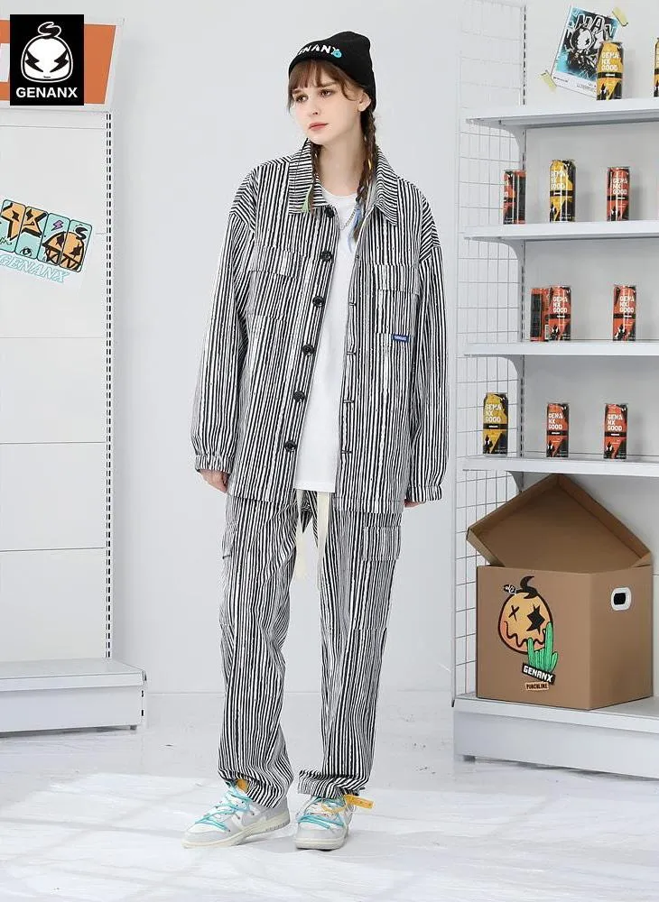 High Street Vertical Striped Lapel Jacket