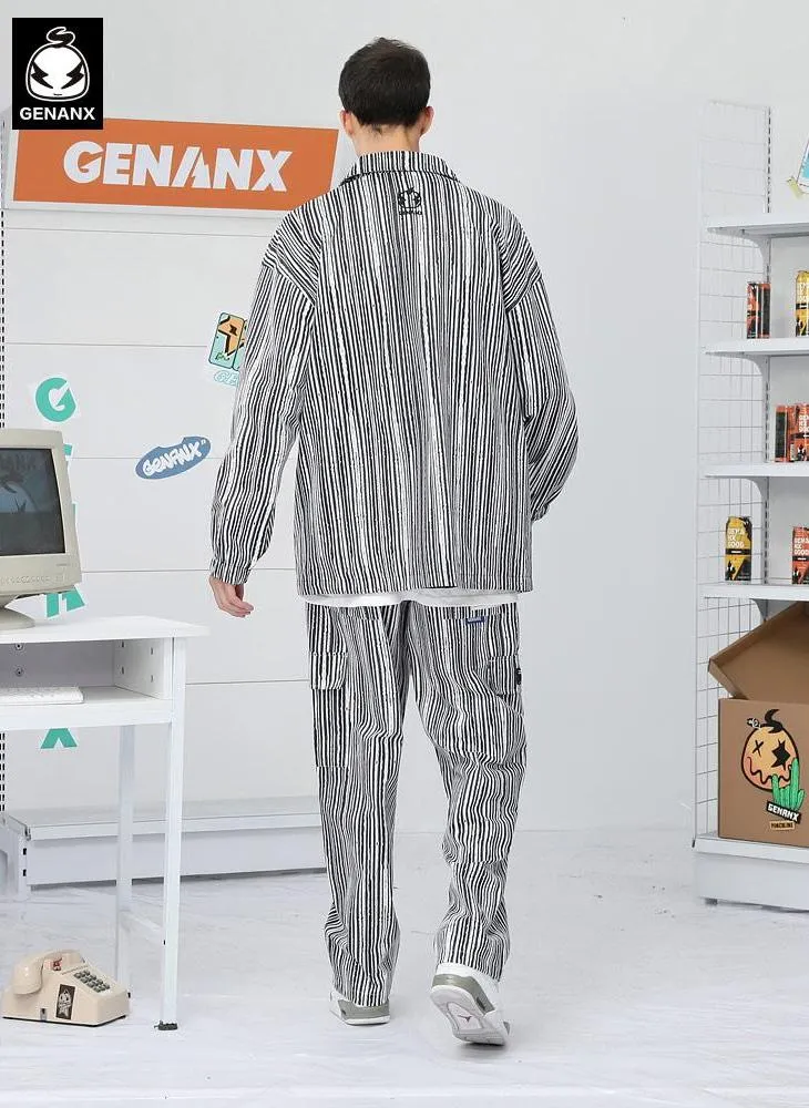 High Street Vertical Striped Lapel Jacket