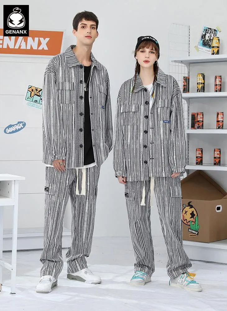 High Street Vertical Striped Lapel Jacket