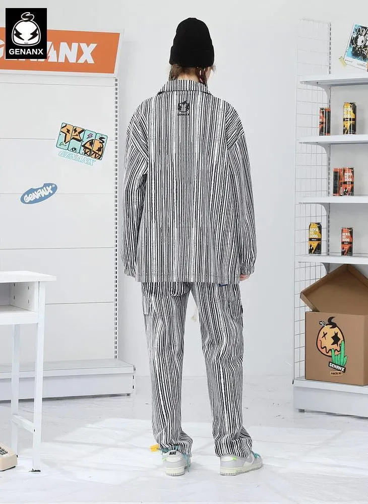 High Street Vertical Striped Lapel Jacket