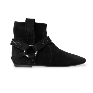 Isabel Marant Etoile Raelyn Black Suede Leather Gaucho Ankle Boots