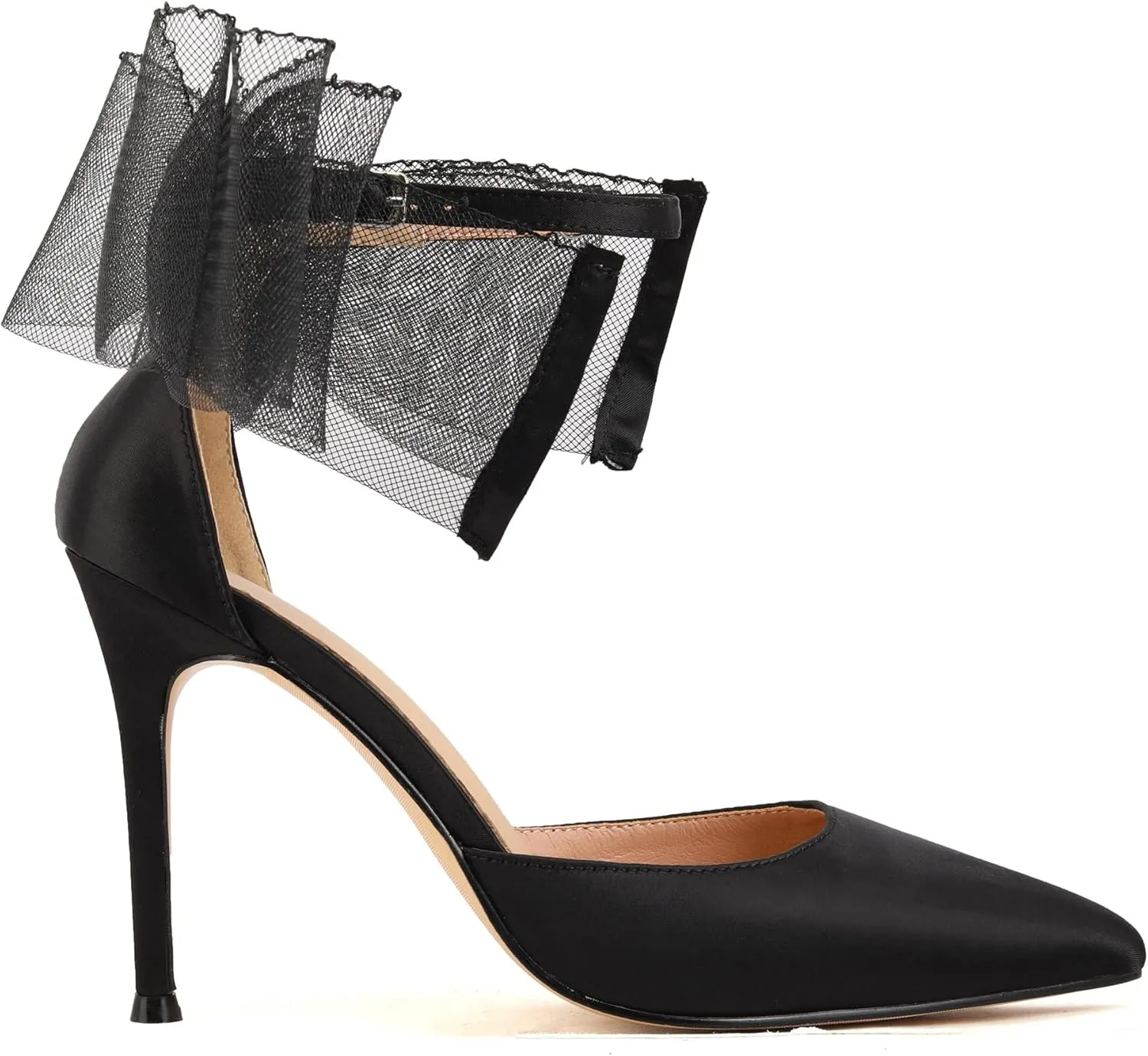 keleimusi Women's Wedding Pumps with Asymmetrical Bows and Ankle Strap High Heeled Sandals