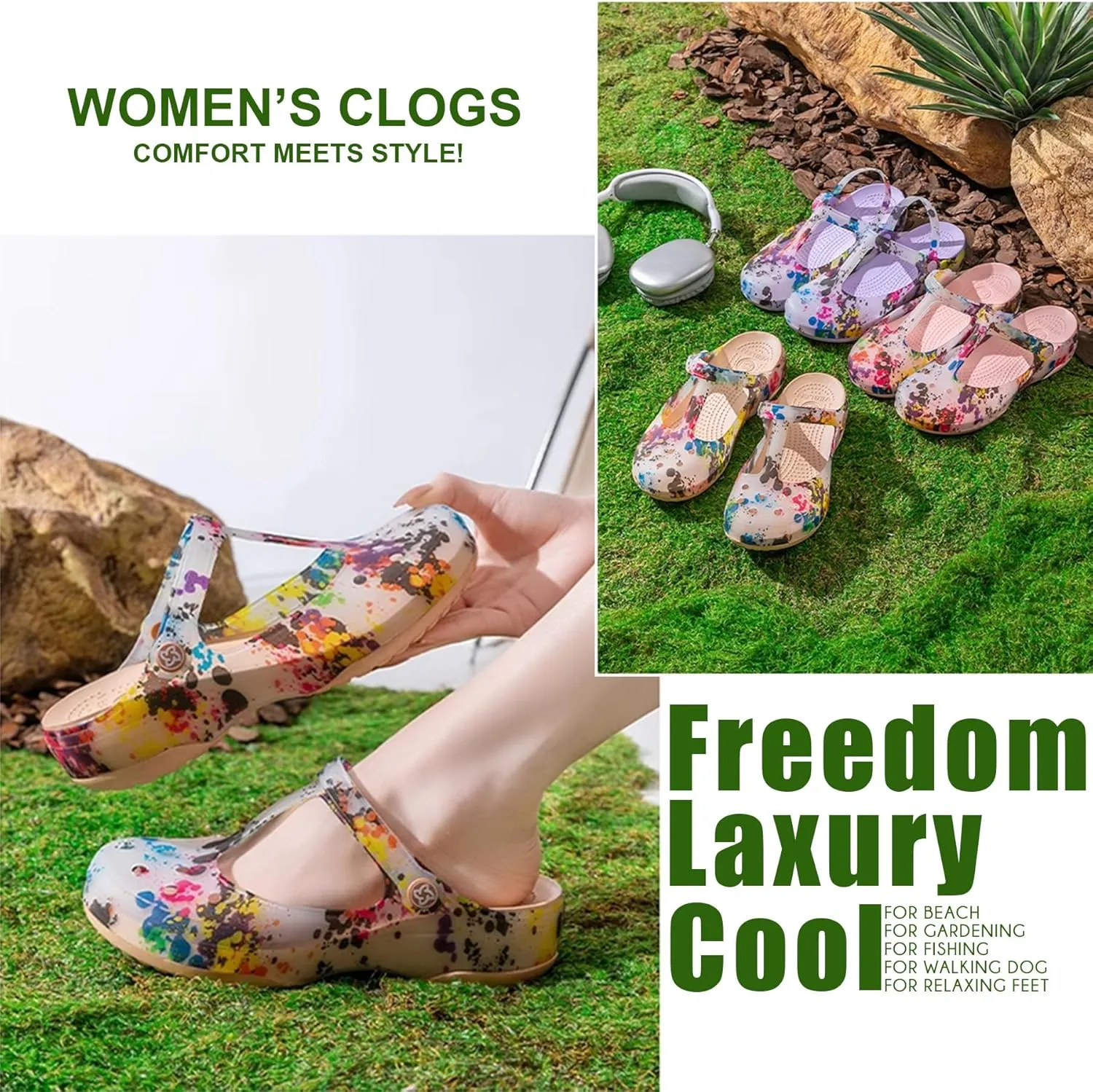 KELMALL Non Slip Clogs for Women, Classic Slip On Platform Nursing Garden Mules & Clogs Comfort Lightweight