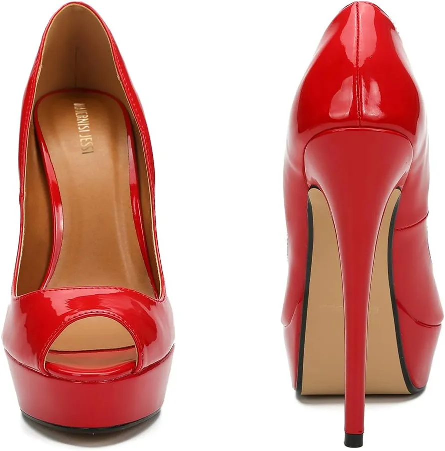 MAIERNISI JESSI Unisex Men's Women's Flatform High Heels Peep Toe Stiletto Pumps
