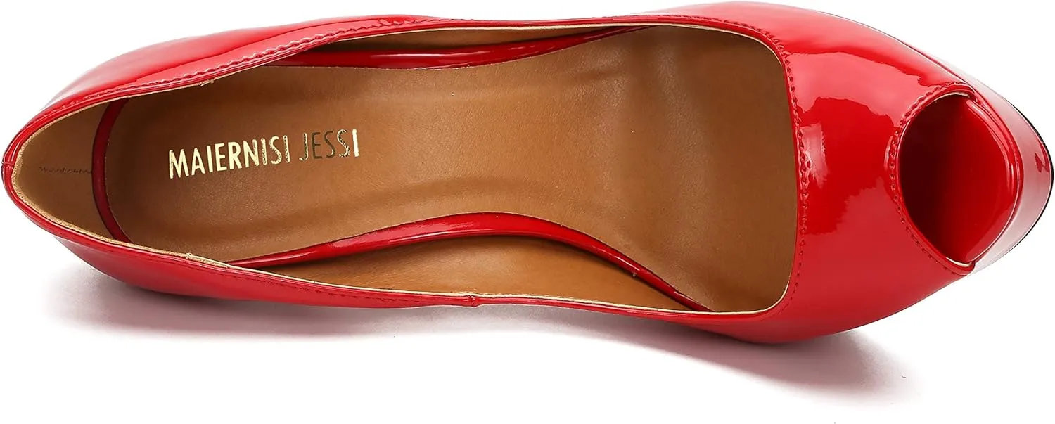 MAIERNISI JESSI Unisex Men's Women's Flatform High Heels Peep Toe Stiletto Pumps